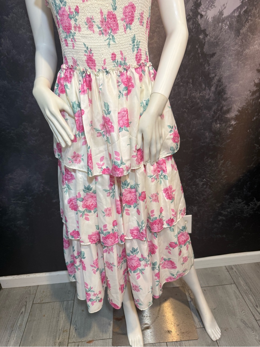 LoveShackFancy Pink and White Floral Smocked Sundress - Picture 3 of 10
